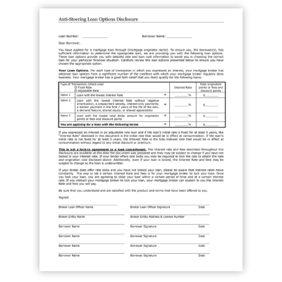 Anti-Steering Loan Options Disclosure