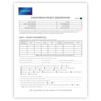 Condominium Project Questionnaire